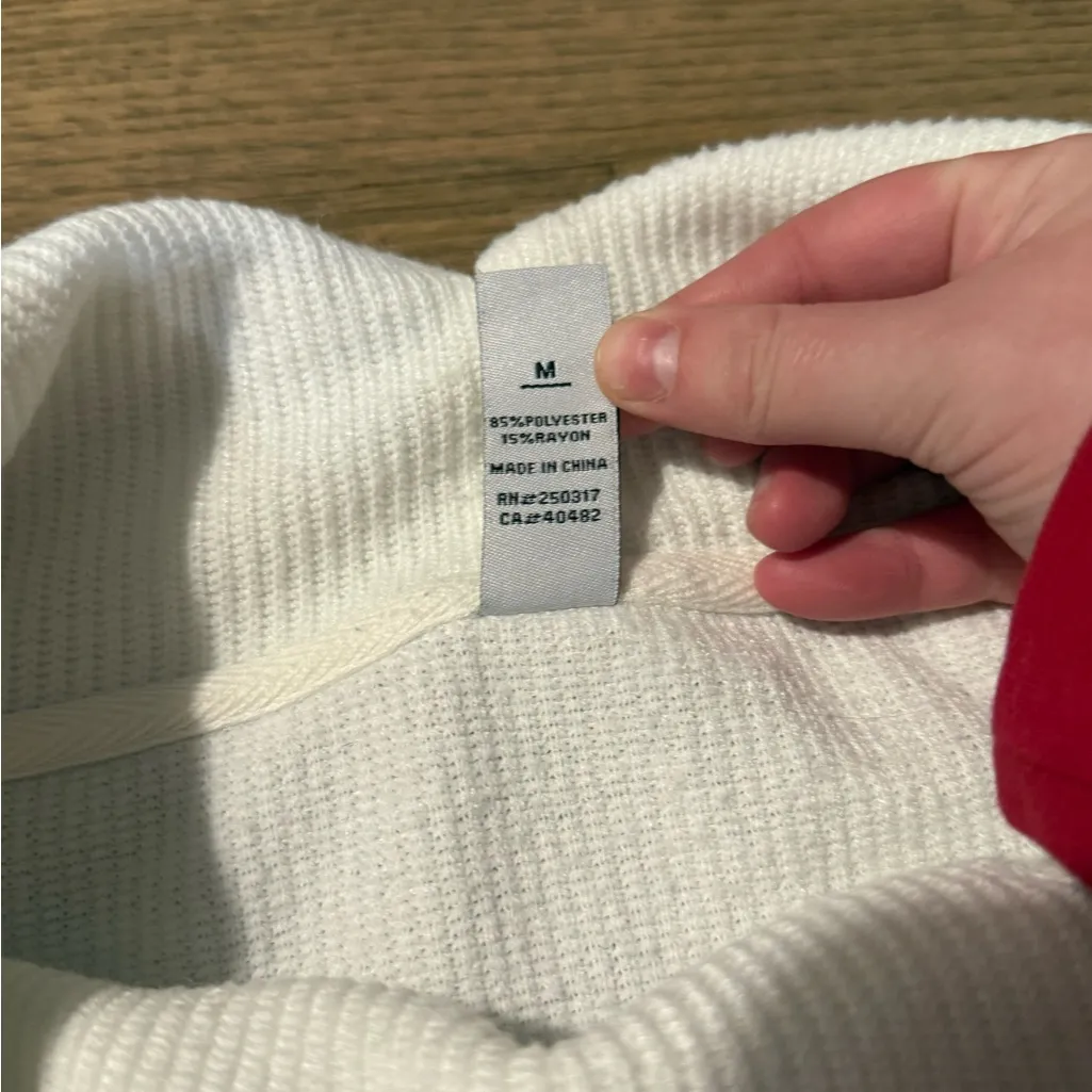 Varley  Huntly Size Zip Ivory Cowl Neck Sweater- Size Medium - Image 6