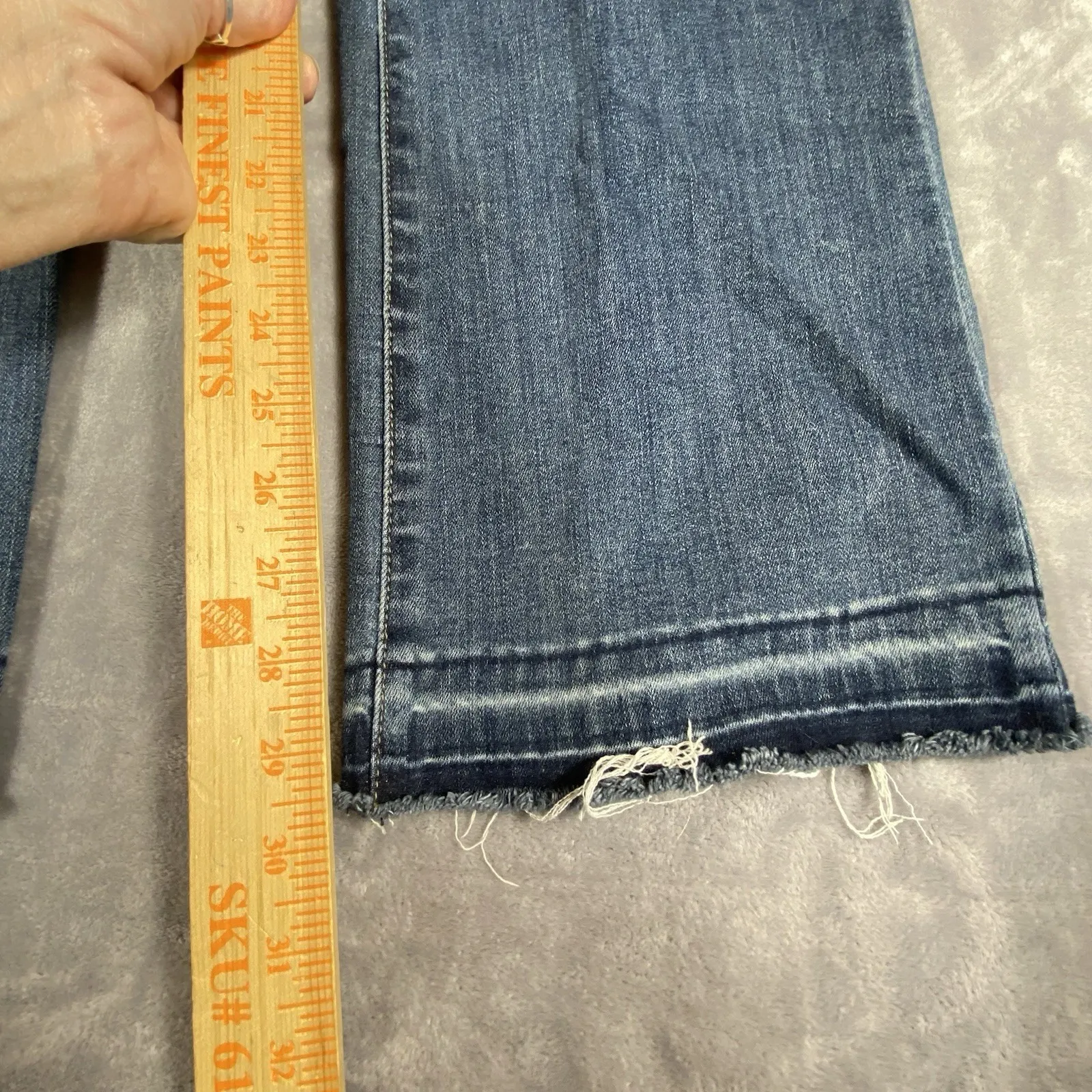 Judy Blue Jeans 15 / 32 Boot Cut Distressed Fringe Raw Hem Hipster Rodeo Stretch - Image 12