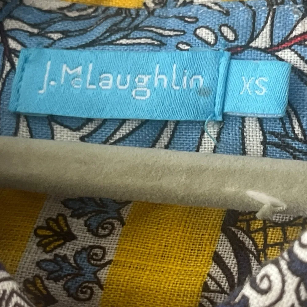 J McLAUGHLIN Linen Blouse palm trees pineapples tropical colorful size XS NWOT - Image 4