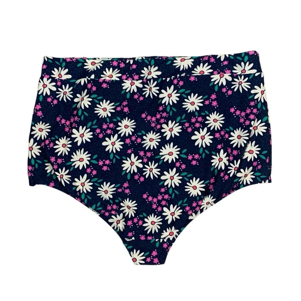 Sheila May Swim High Waisted Bikini Bottoms Floral Print Blue Pink‎ Size 22 NWT - Image 3