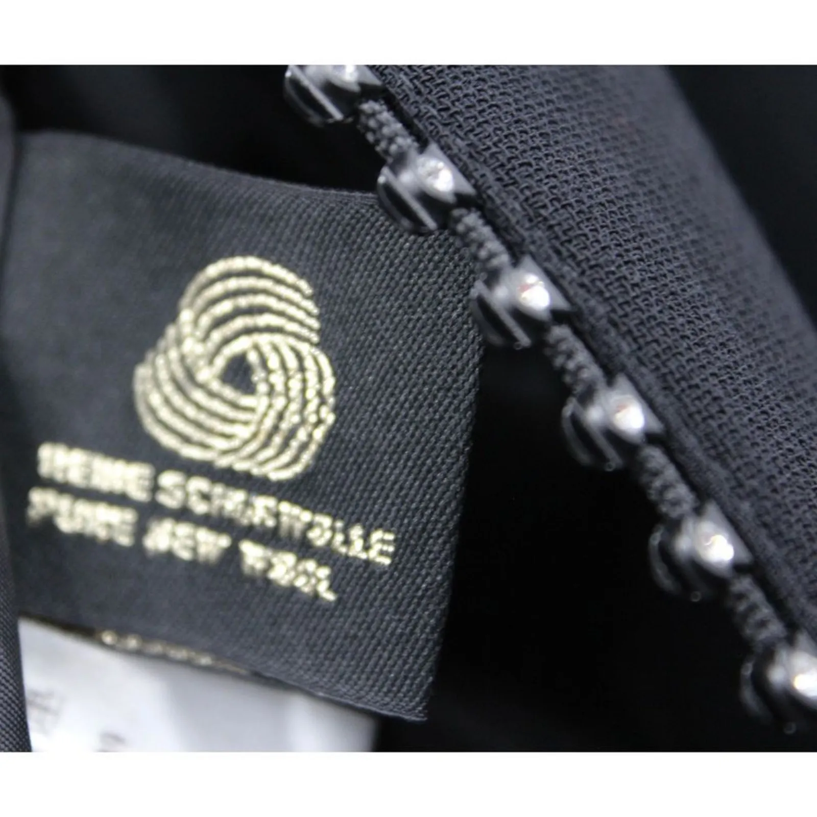 Escada Blazer Rhinestone Crystals Zipper Wool Jacket Black Lined Size‎ 34 Small - Image 4