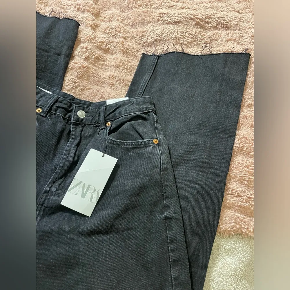 NWT ZARA Women's Black High Waisted Full Length Wide Leg Jeans - Image 6