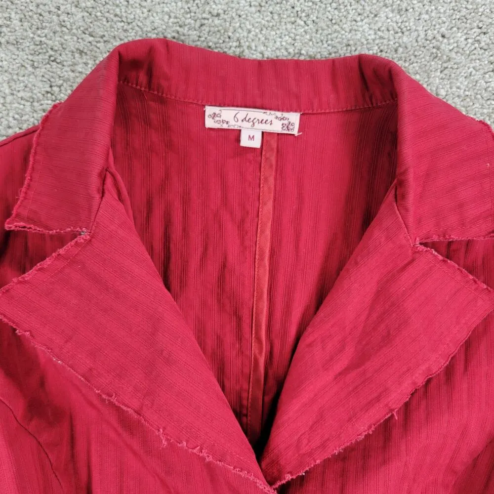 VTG 6 Degrees Y2K Cropped Jacket Juniors M Red Layered Ruffle Back Fitted Button - Image 15