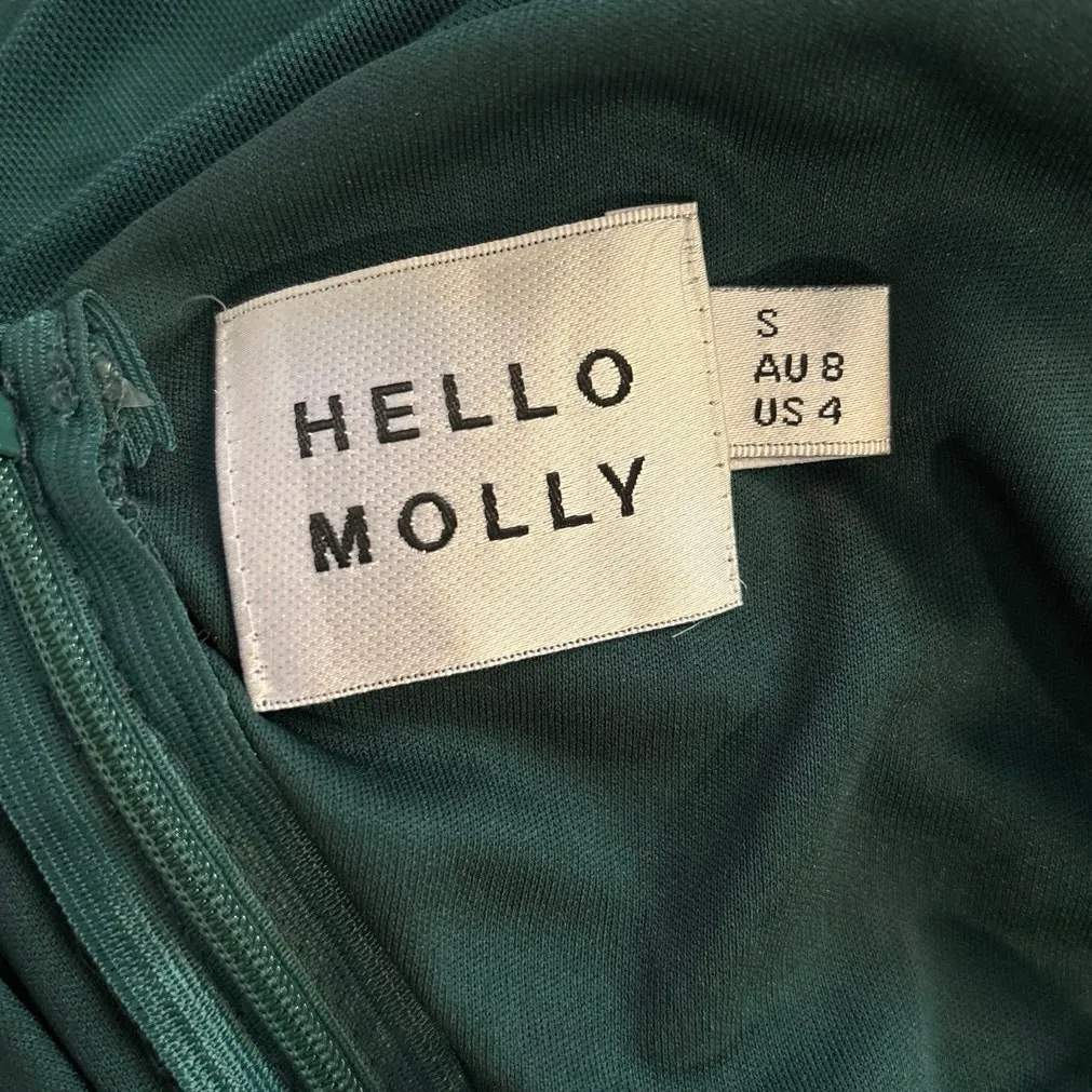 Hello Molly US Size 4 Party It Up Dress Forest Green One Sleeve Holiday - Image 5