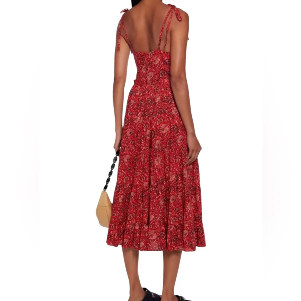 Ulla Johnson Kali Dress Midi Tiered Poppy Floral Boho Fairy Feminine Size 2 - Image 12