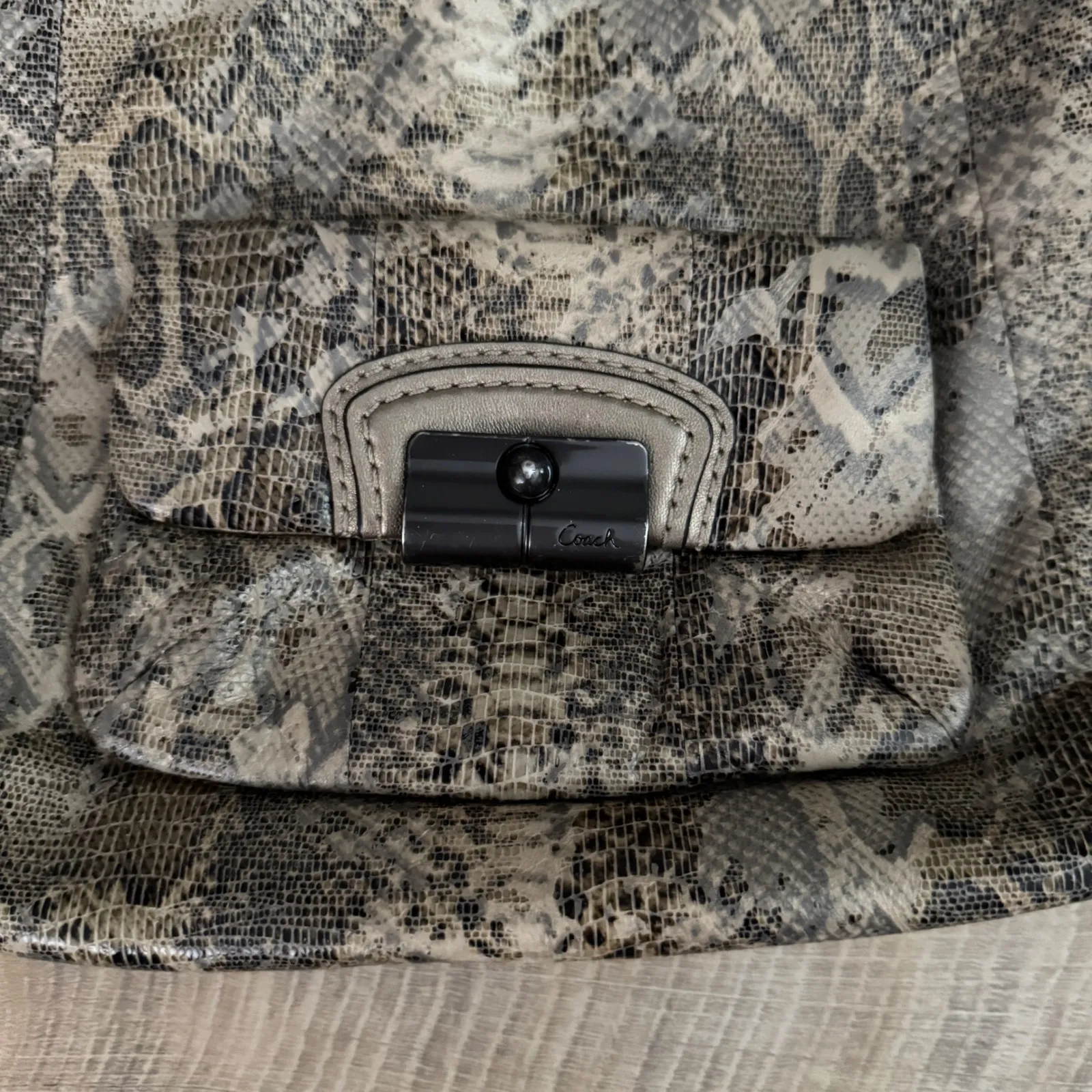 Coach  Bag Kristin Python Snakeskin Print‎ Shoulder Purse Handbag Neutral Hobo - Image 4