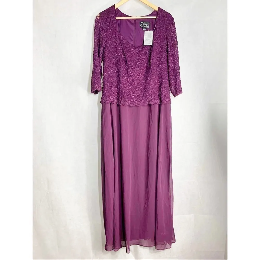 Alex Evenings Burgundy Jewel Neck Formal Special Occasion Party Dress Size 14W - Image 2