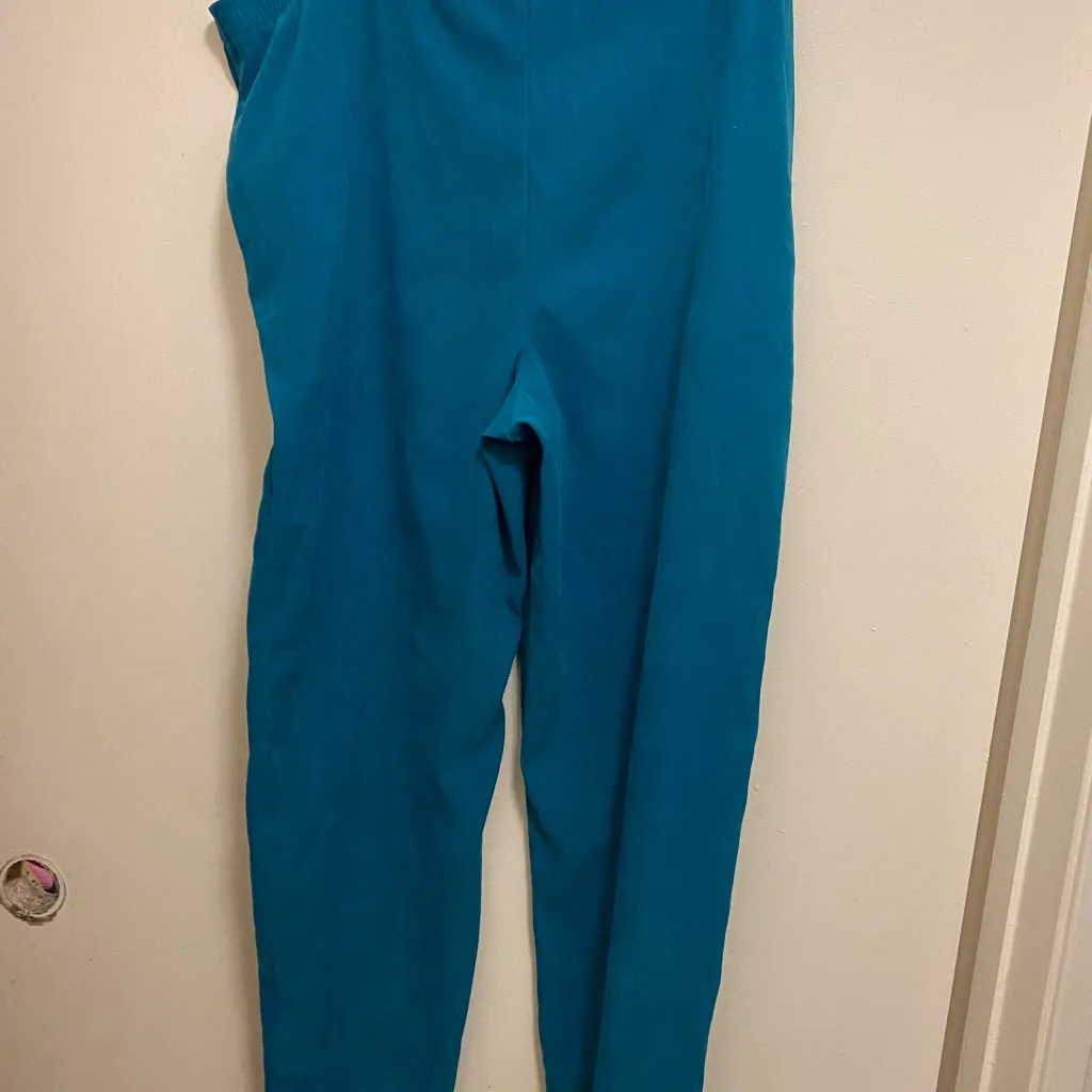 Alfred Dunner Womens Green Faux Suede Pants Size 12 46x29 Casual Pull On READ - Image 5