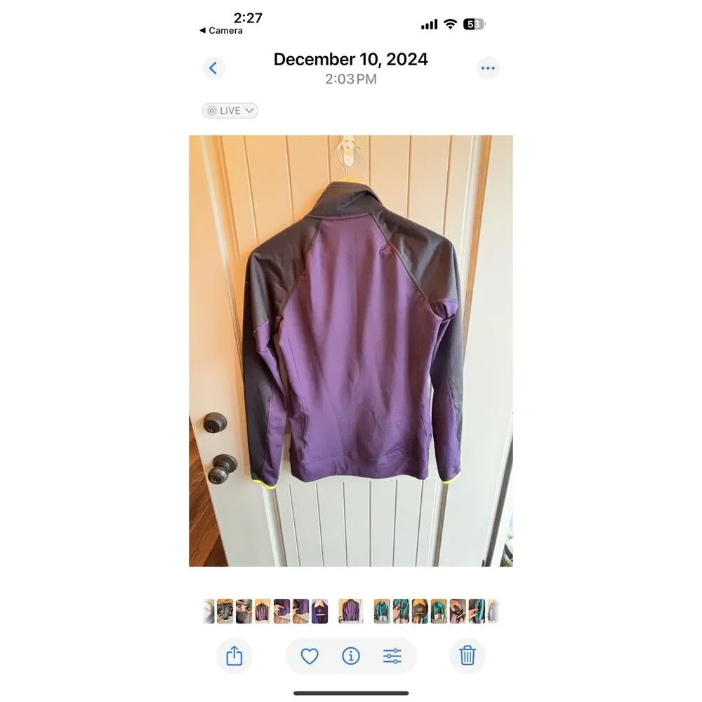 Nike Pro Dri Fit Running 1/2 Zip Women’s Purple Jacket Fleece Lined Medium - Image 4