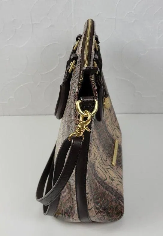 Brahmin Duxbury Women Shoulder Bag Brown Snakeskin Leather Satchel w/ Dust Cover - Image 12