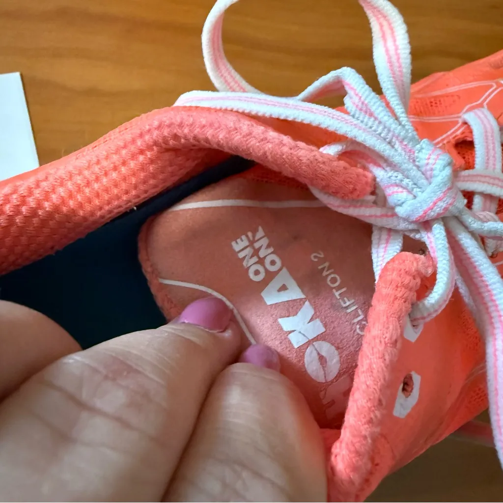 Hoka One One Women's Clifton‎ 2 Bright Orange Coral Running Athletic Tennis Shoe Size 10 - Image 5