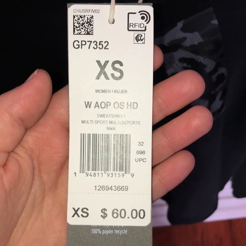 NWT Adidas future icons oversized pullover hoodie black and gray sweatshirt XS​​ - Image 7