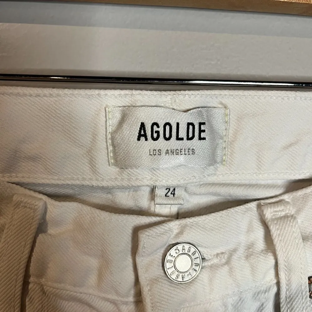 Agolde Mia Mid Rise Straight white jeans - Image 2
