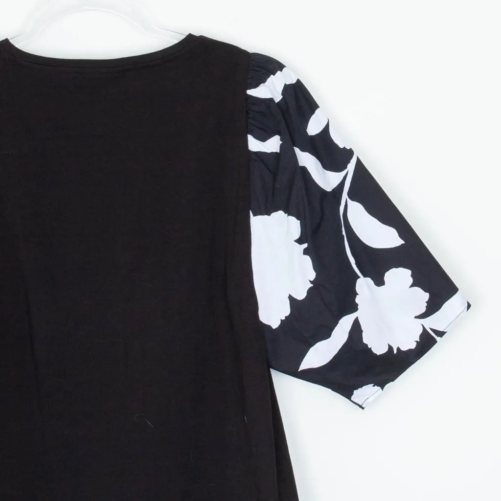 Chicos Womens Floral Puff Sleeve Top Size 00 XS Black Minimalist Office Staple‎ - Image 7