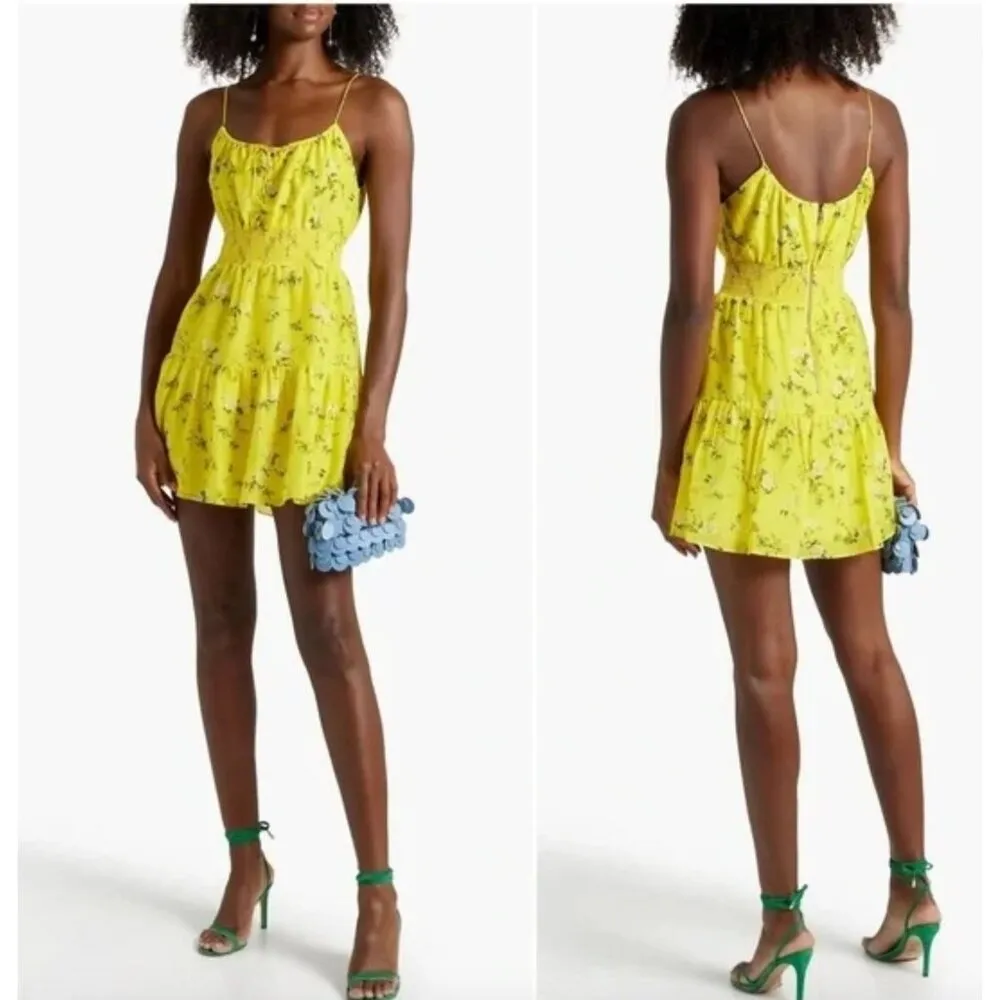 ALICE + OLIVIA Lai Printed Silk Blend Mini Dress Yellow Womens Size 10 - Image 15