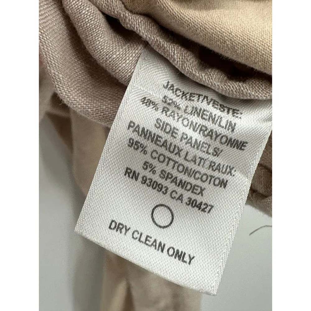 Nic + Zoe Jacket Women MEDIUM Tan Cream Long Sleeve Zip Front Linen Blend - Image 6