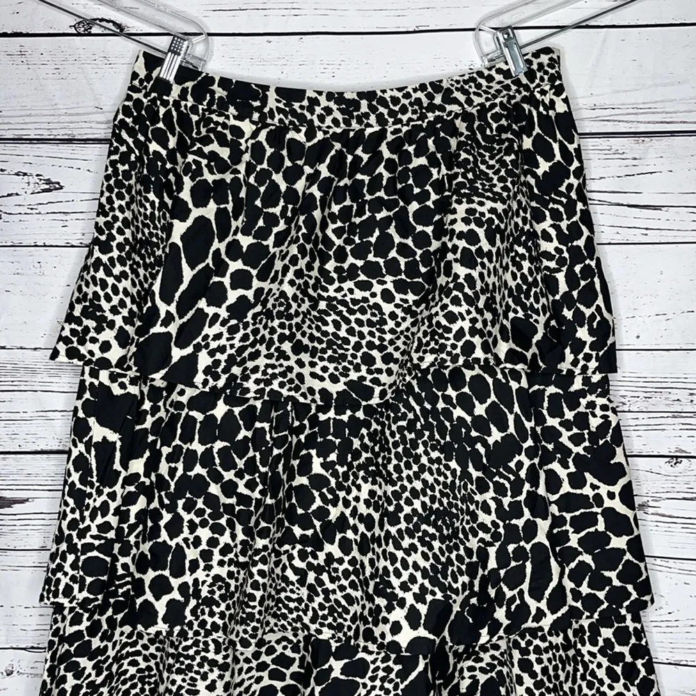 Who What Wear NWOT 16 Swirling Leopard Animal Print Tiered Ruffle A-Line Skirt - Image 2