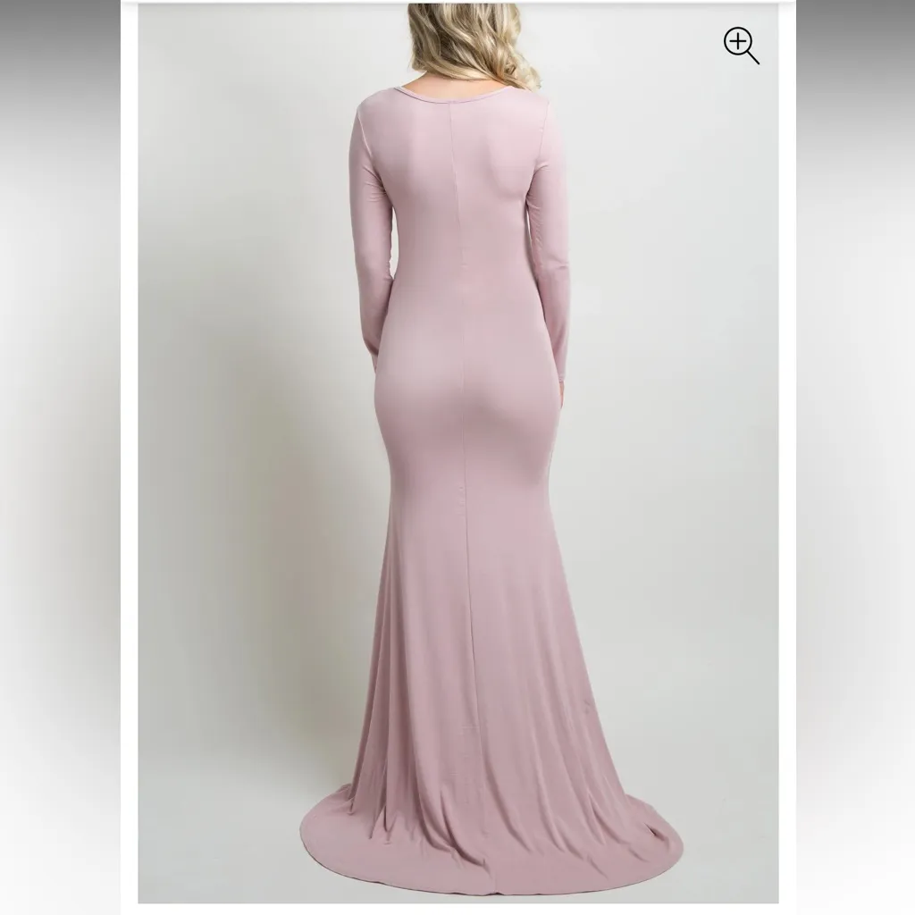 NWT PinkBlush Pink Long Sleeve Photoshoot Maternity Gown/Dress | Size: Large - Image 2