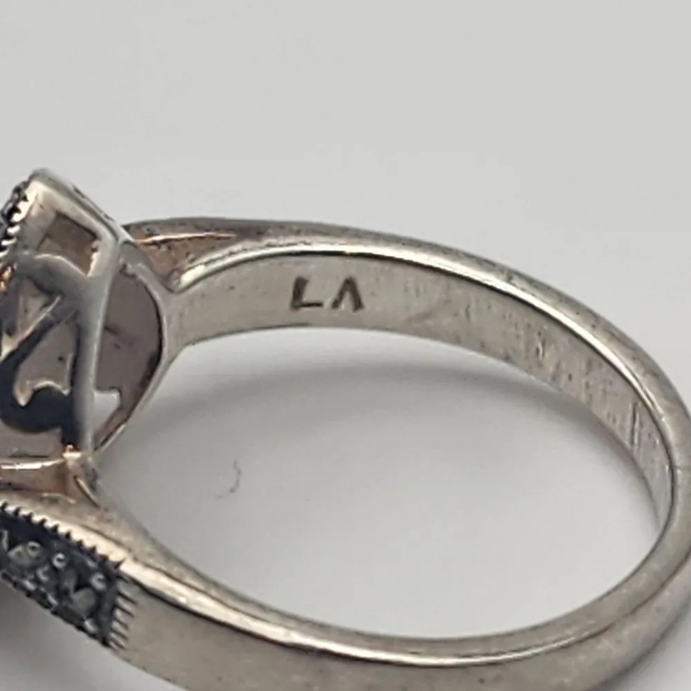 LA Jewelry Purple Glass Heart & Marcasite Ring (6.75) Purple - Image 8