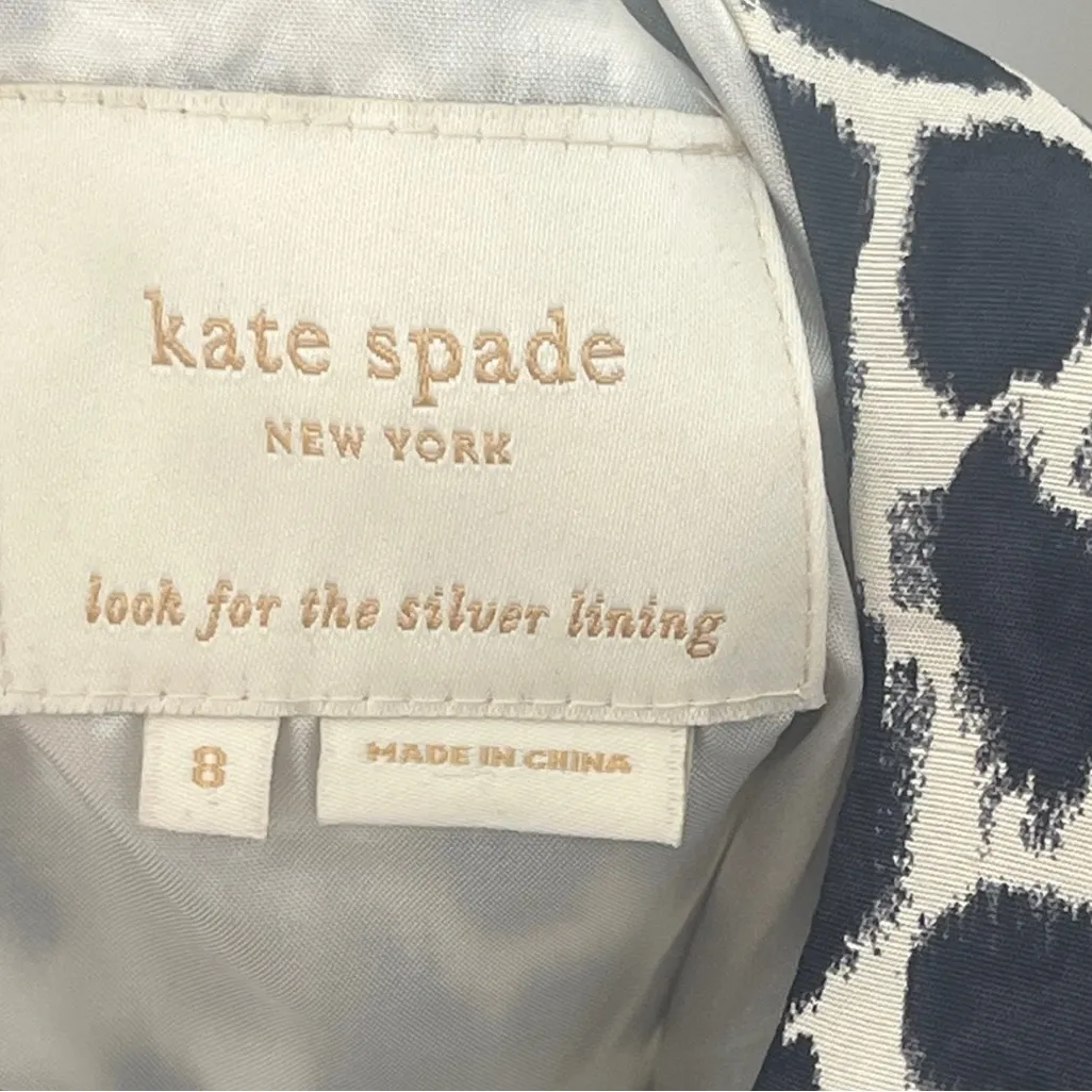 Kate Spade Dorothy Leopard Bow Print Silk Shift Midi Dress Size 8 - Image 9