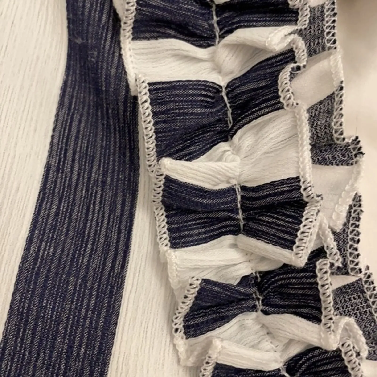 Entro Blue Mini Dress Women's Size L One Shoulder Ruffled Striped NEW - Image 10