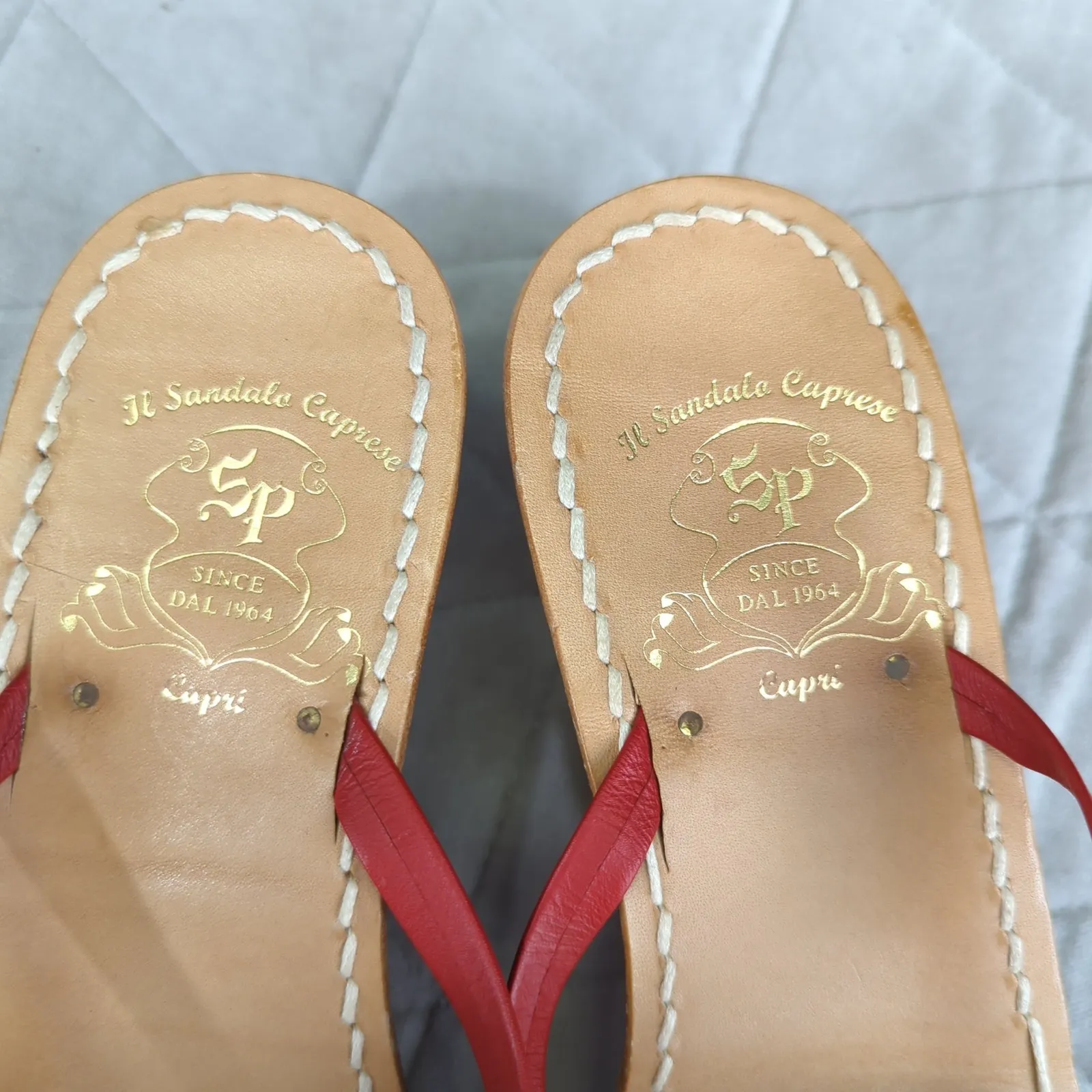 Il Sandalo Caprese Capri Sandals Red Leather‎ Criss - Image 10