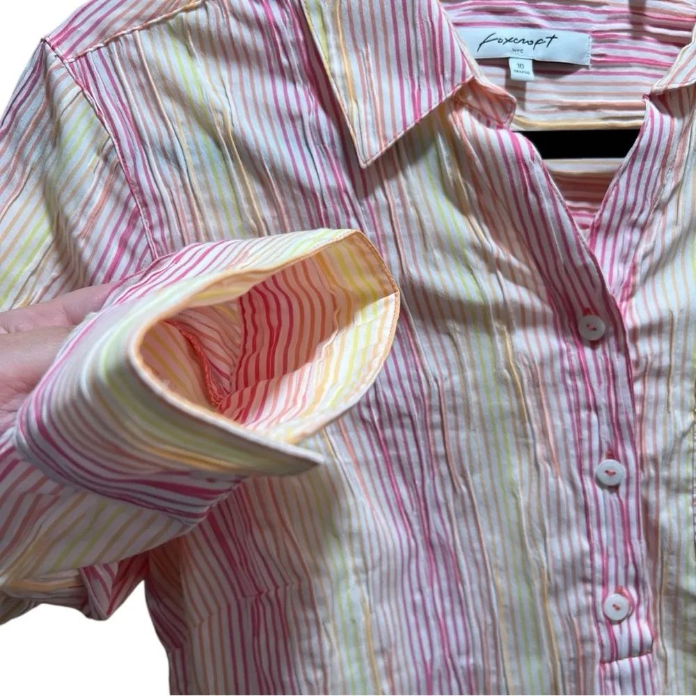 Women's 10 Delany Crinkle Stretch Coral Stripe Ombre Casual Dress NWT - Image 6