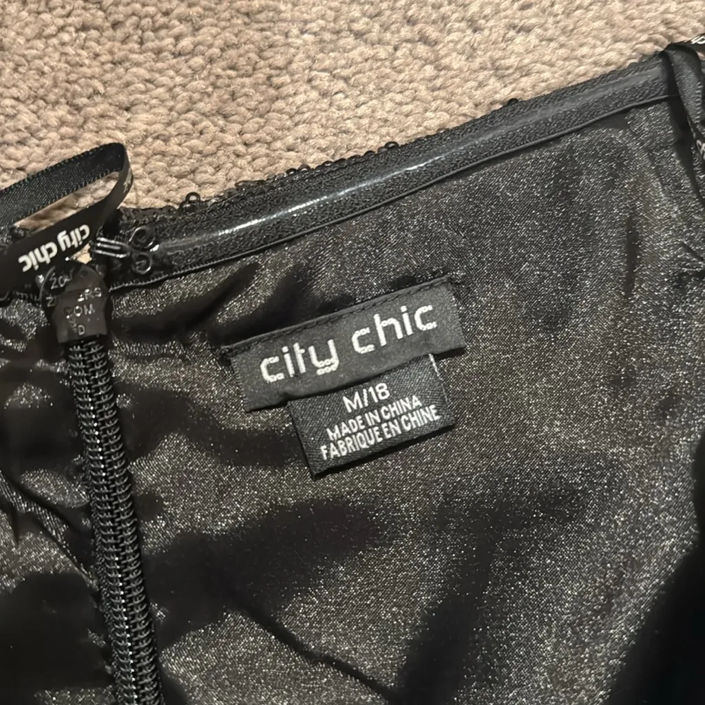 City Chic Black Sequin Strapless Shimmer Dress SIZE 18 - Image 5