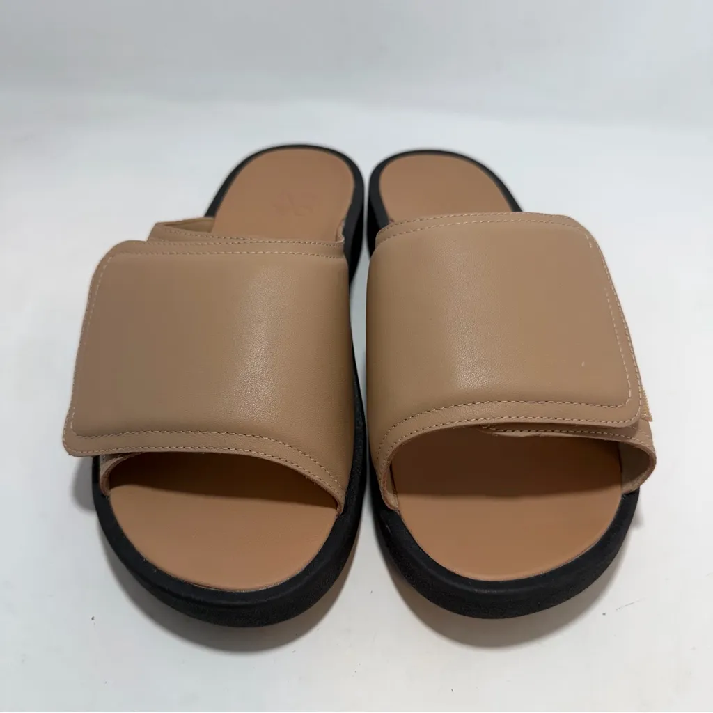 Abeo Paige platform leather slide sandals womens size US 11 tan comfort NEW - Image 2