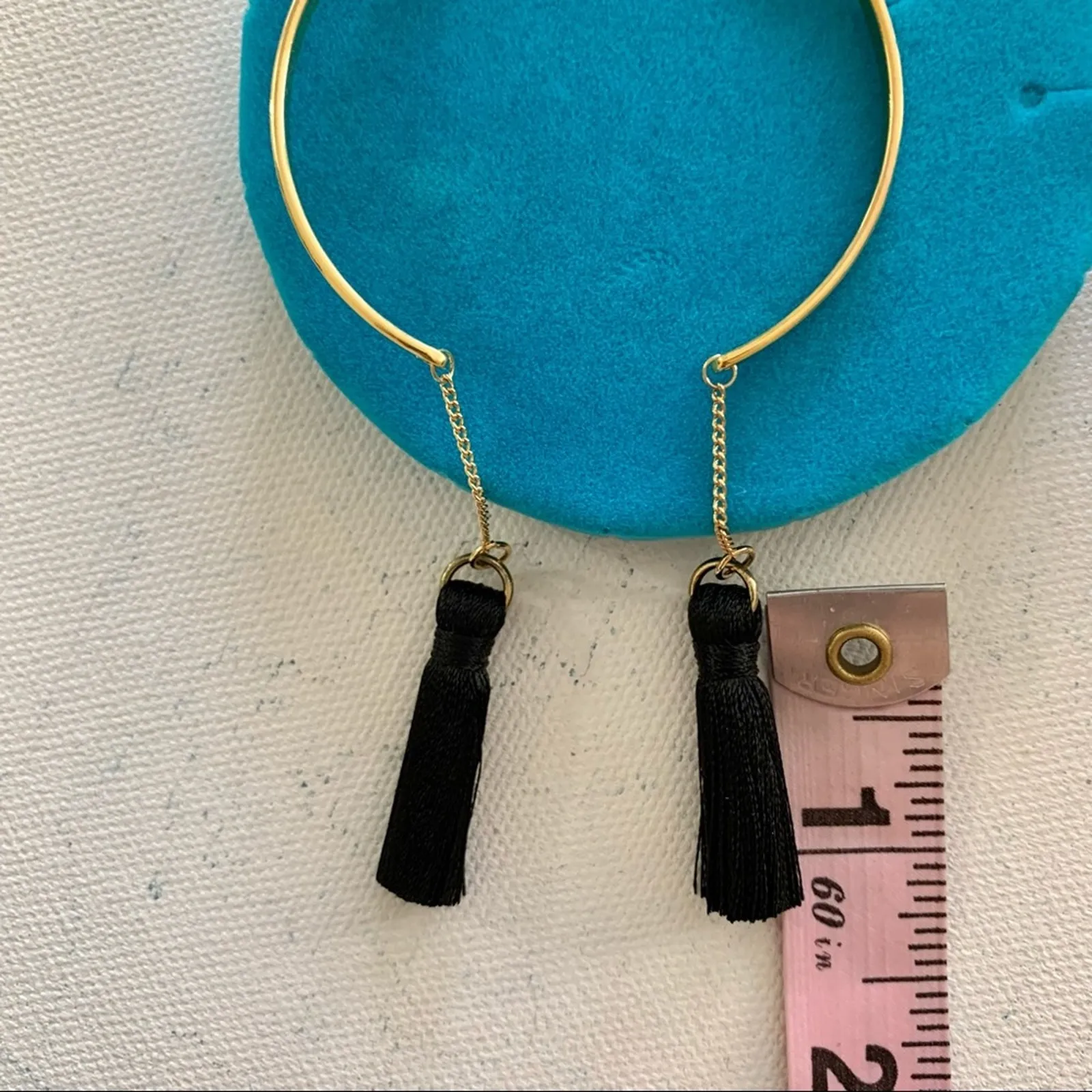 Shiraleah | Tallulah Black Fringe Bangle Gold Tone Tassels Boho Style Bracelet - Image 5