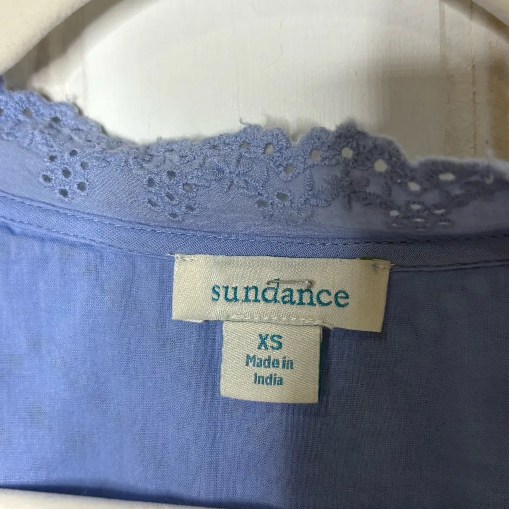 Sundance Sebilla Top Crochet Eyelet Tank Blue XS 374 - Image 4