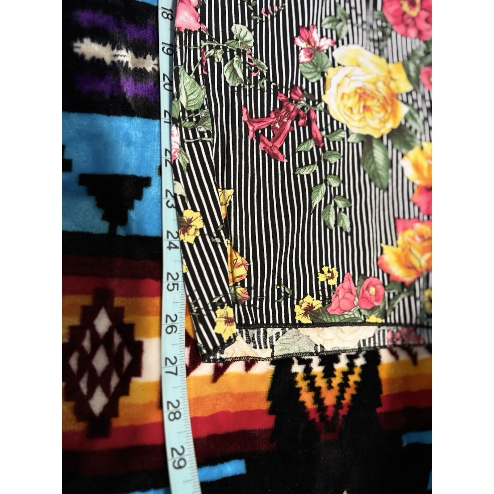 See You Monday Wide Leg Pants Size L Striped Floral Tie Elastic Waist High Rise - Image 6