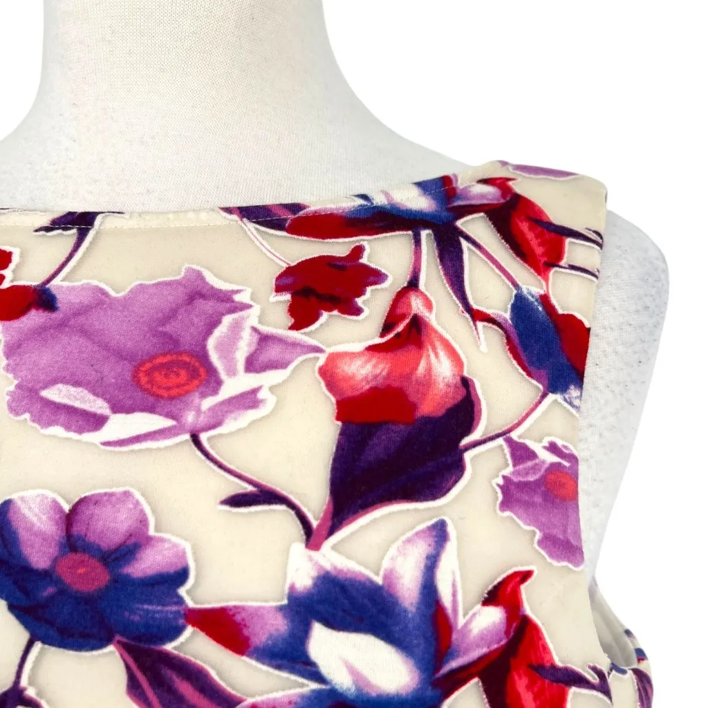 Rickie Freeman Teri Jon Floral Midi Dress Sleeveless Multicolor Size 14 White - Image 4