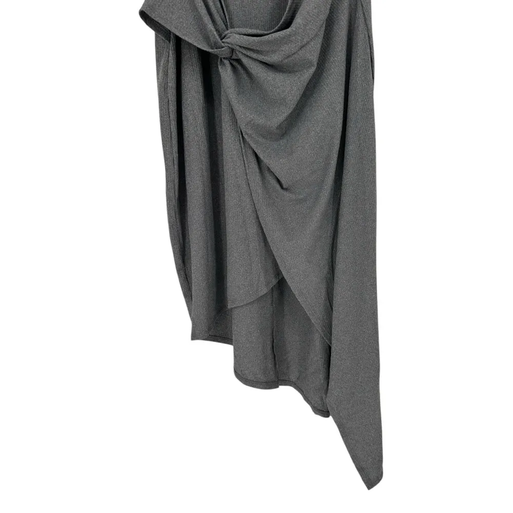 Heatherly Heather Grey Sleeveless Tank Dress size 2X Asymmetrical Hem Twist Gray - Image 4
