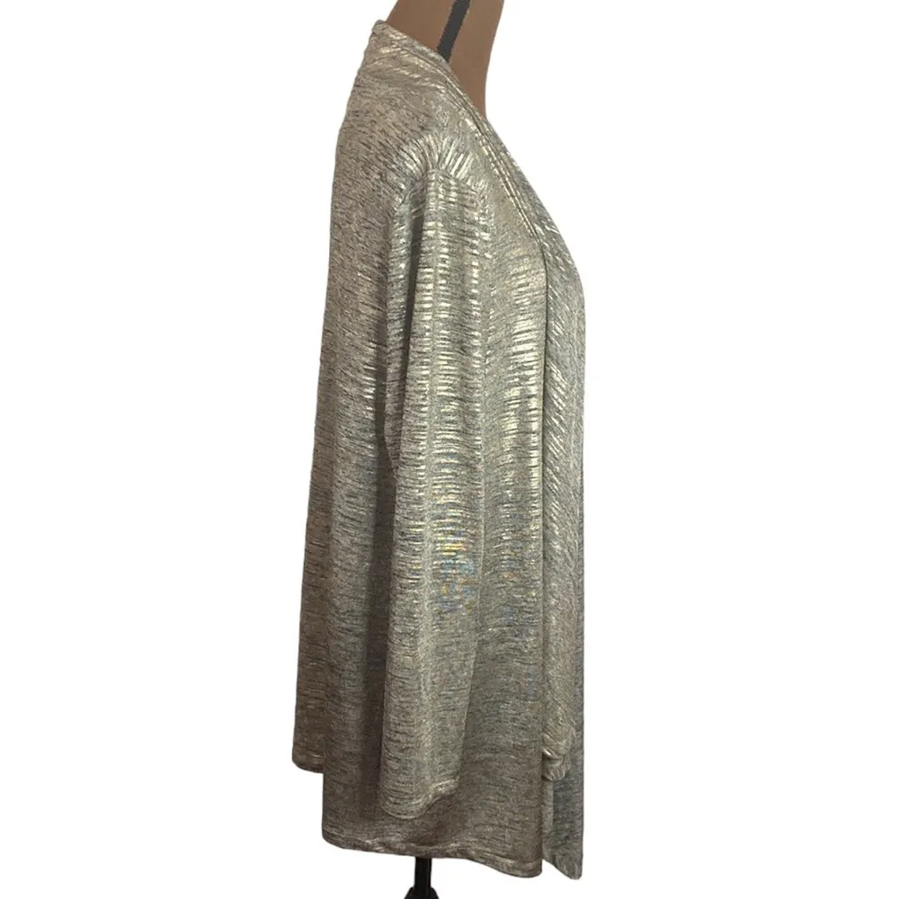 New Calvin Klein Metallic Flyaway waterfall gold foil cascading cardigan size L - Image 4