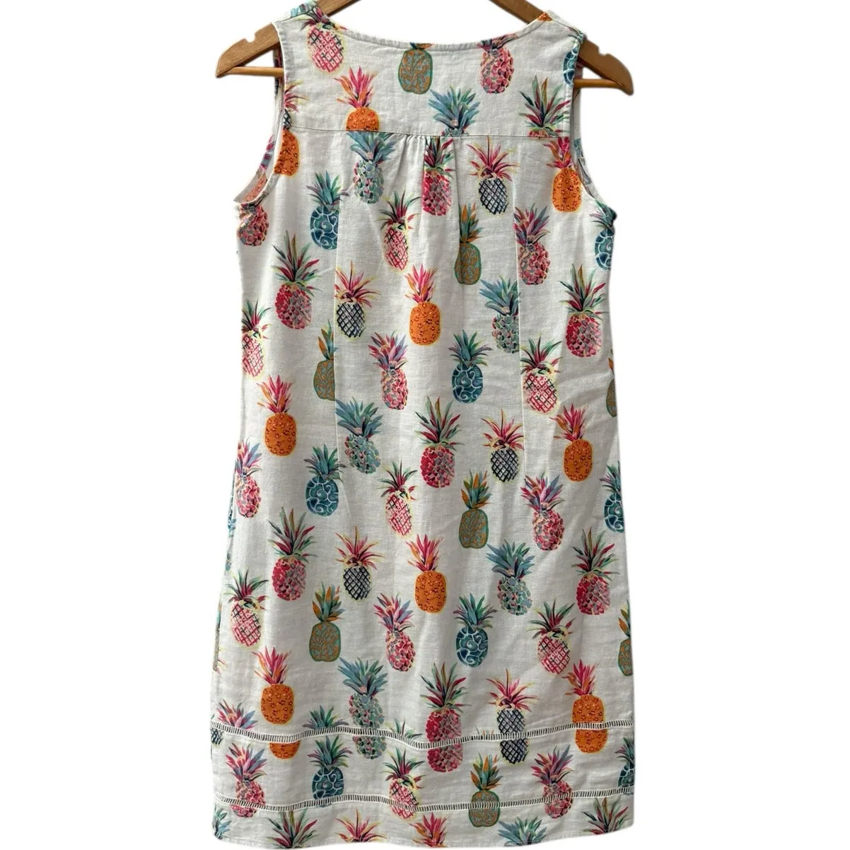 For Cynthia Sleeveless Lace Up Pineapple Print Mini Shift Dress Multi Size Small - Image 6