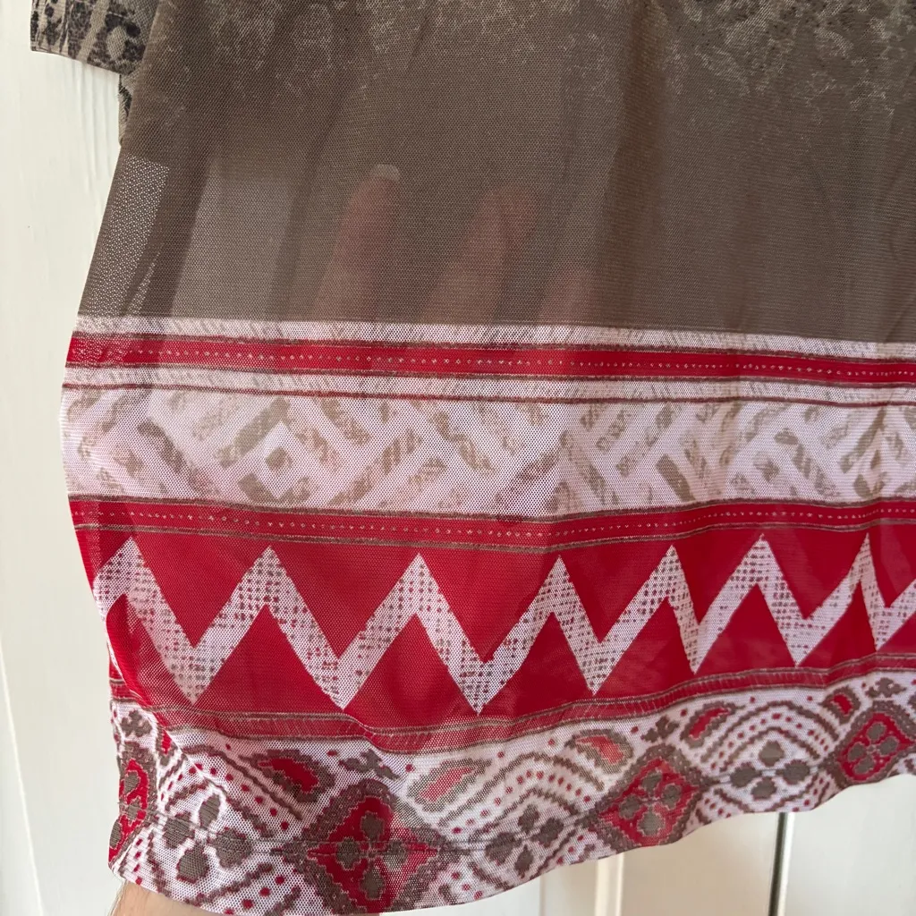 Chico's Size 3 Sheer Animal Print Western Blouse Leopard Top Shirt Chico Size XL - Image 2