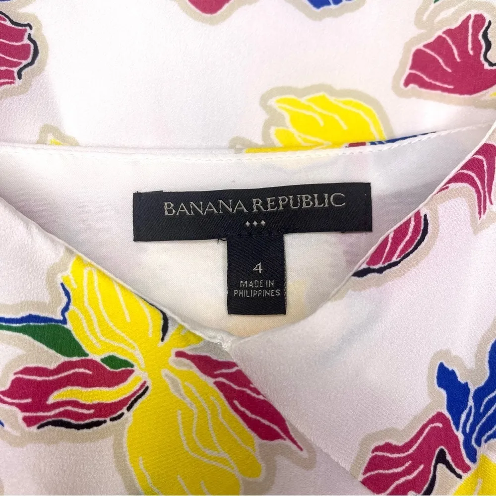 Banana Republic Floral Ruffled Spaghetti Strap Sundress Maxi Dress White 4 Small - Image 9