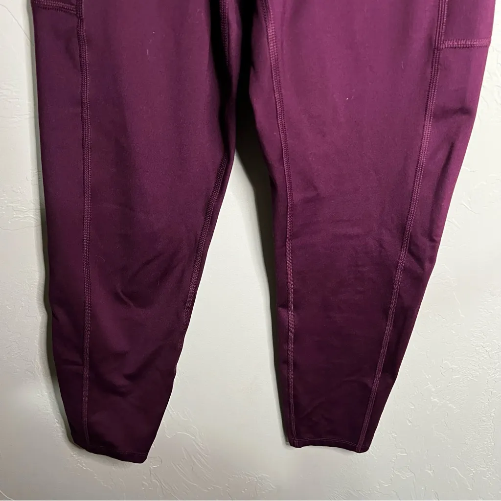 Girlfriend Collective Burgundy Compressive Pocket High Rise Crop Leggings - Image 7