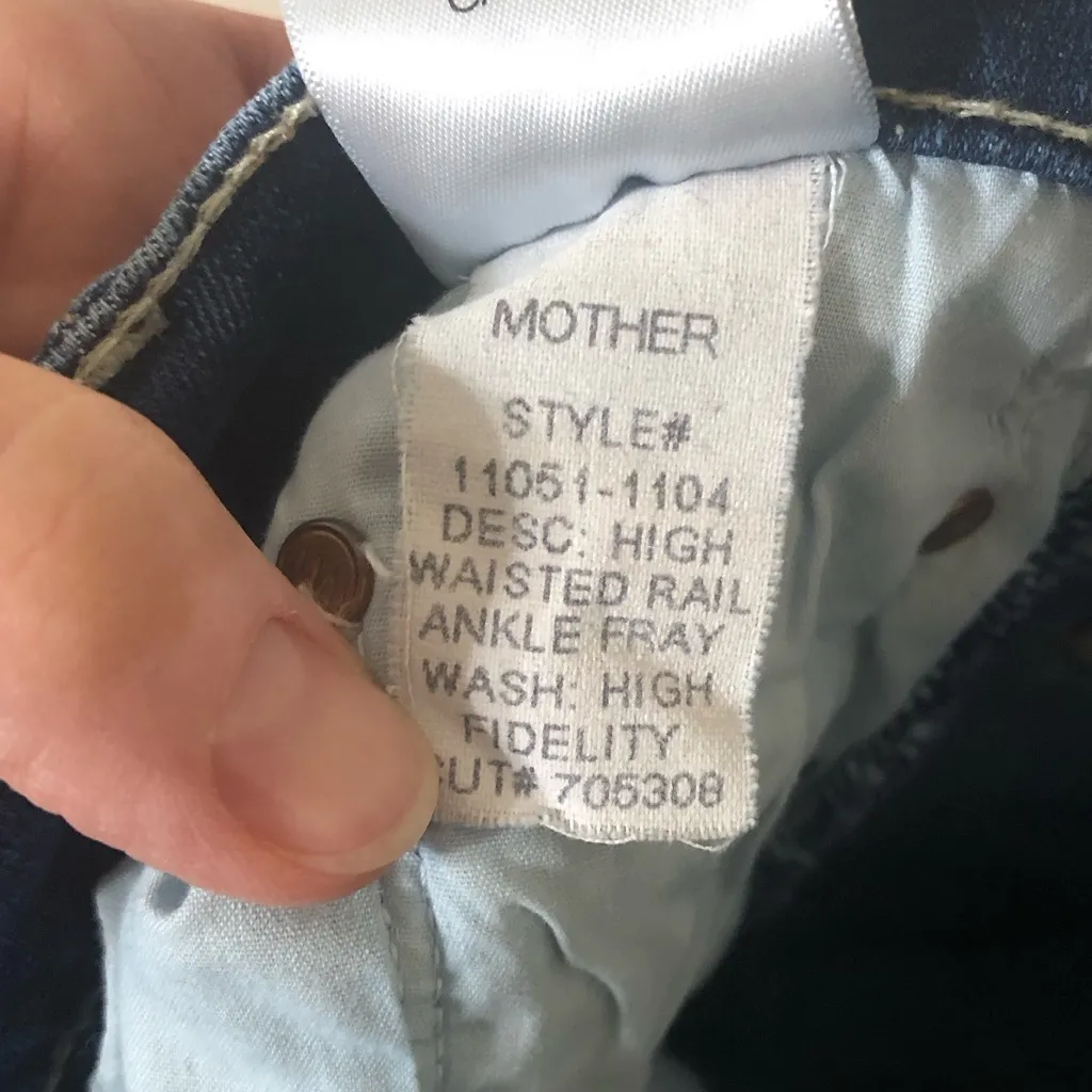 MOTHER High Waisted Rail Ankle Fray High Fidelity Blue Denim Jeans - Image 8