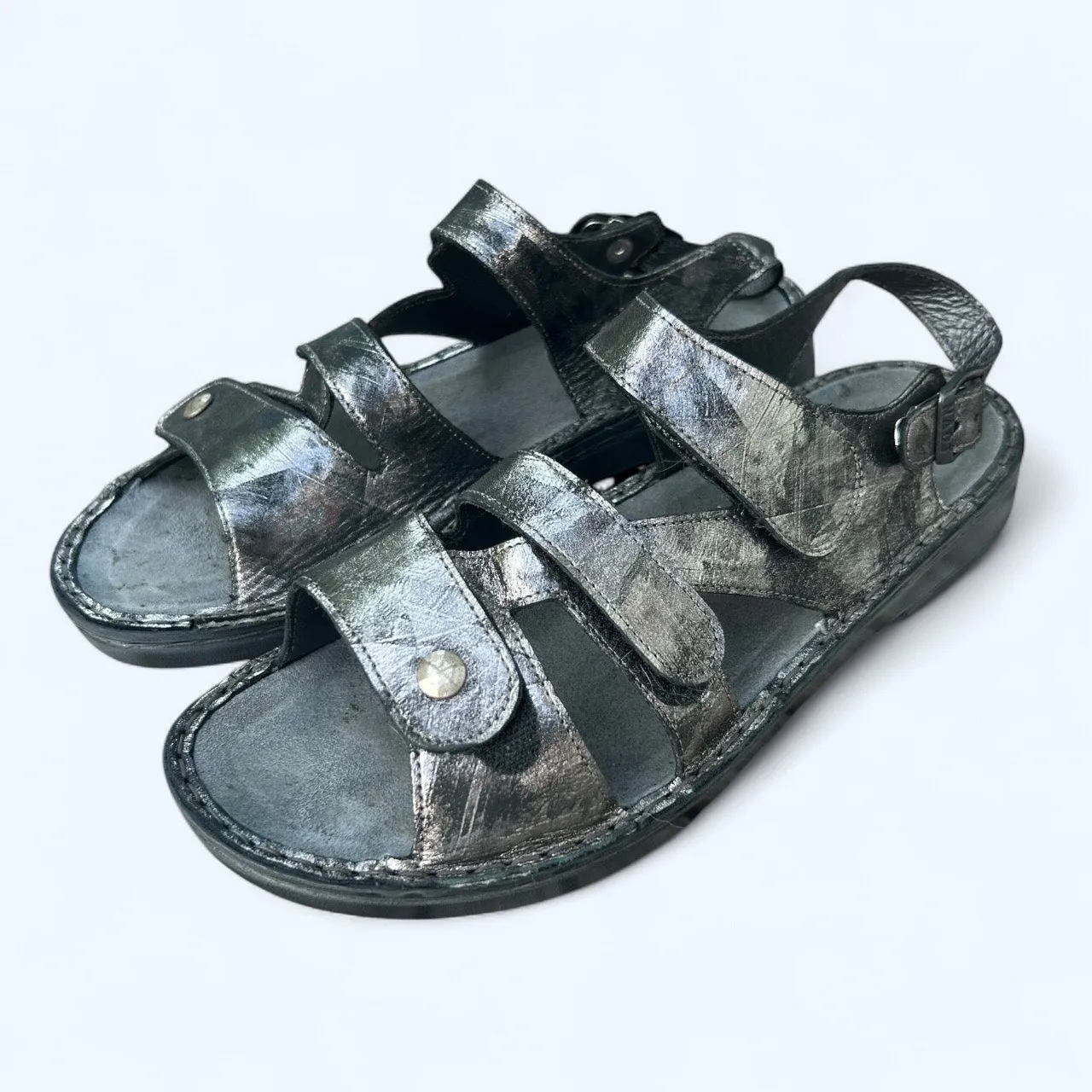 Naot Women's Fleur Metallic Onyx Leather Comfort Strappy Sandals size 42 Summer Black - Image 9