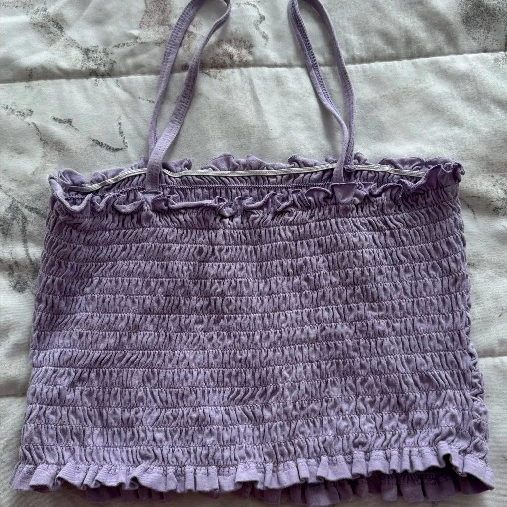 Wild Fable Y2K Lilac purple lavender Smocked spaghetti straps crop top, size S - Image 9