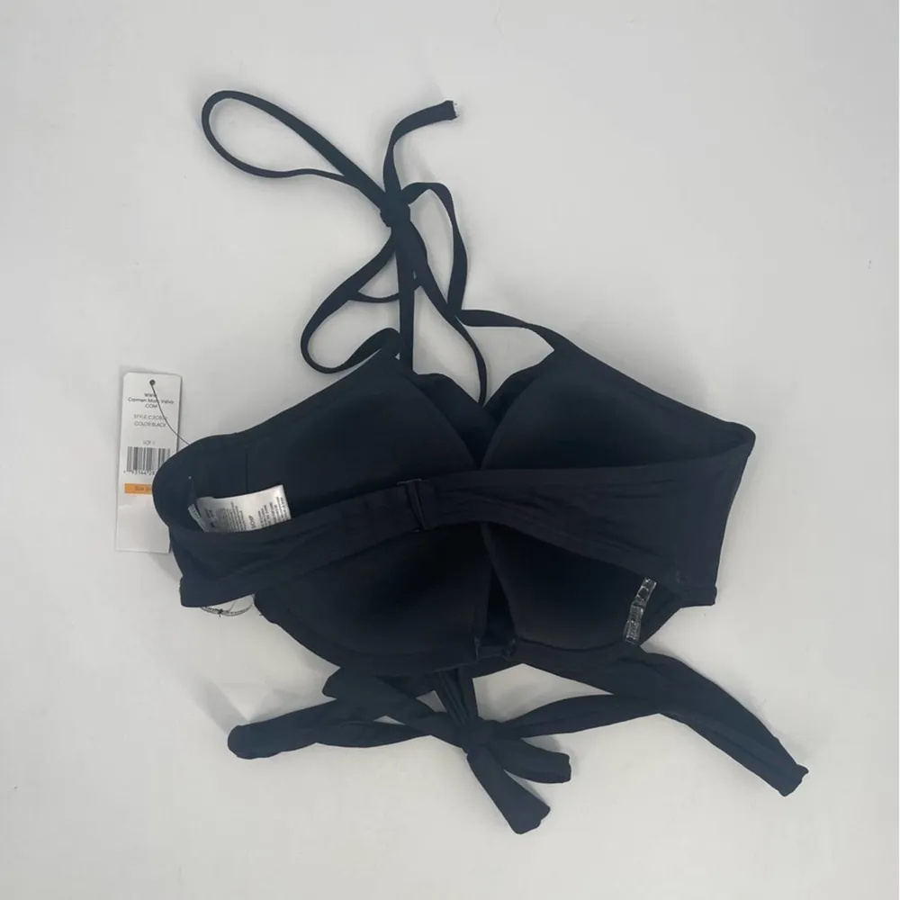 CARMEN MARC VALVO Bikini Top Small Swim Beach Black Wrap Twist Beach Resort NWT - Image 4