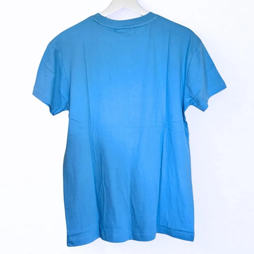 Queer Eye Vibrant Blue Short Sleeve Tee with Rainbow Sequin Heart, Size S - Image 2