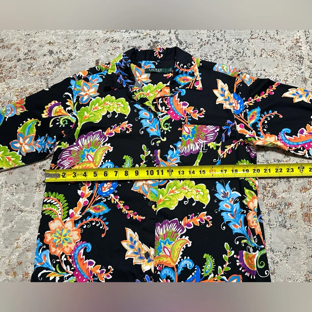 LAUREN RALPH LAUREN floral Monogram RLL Pocket nightgown sleep shirt size Small - Image 7