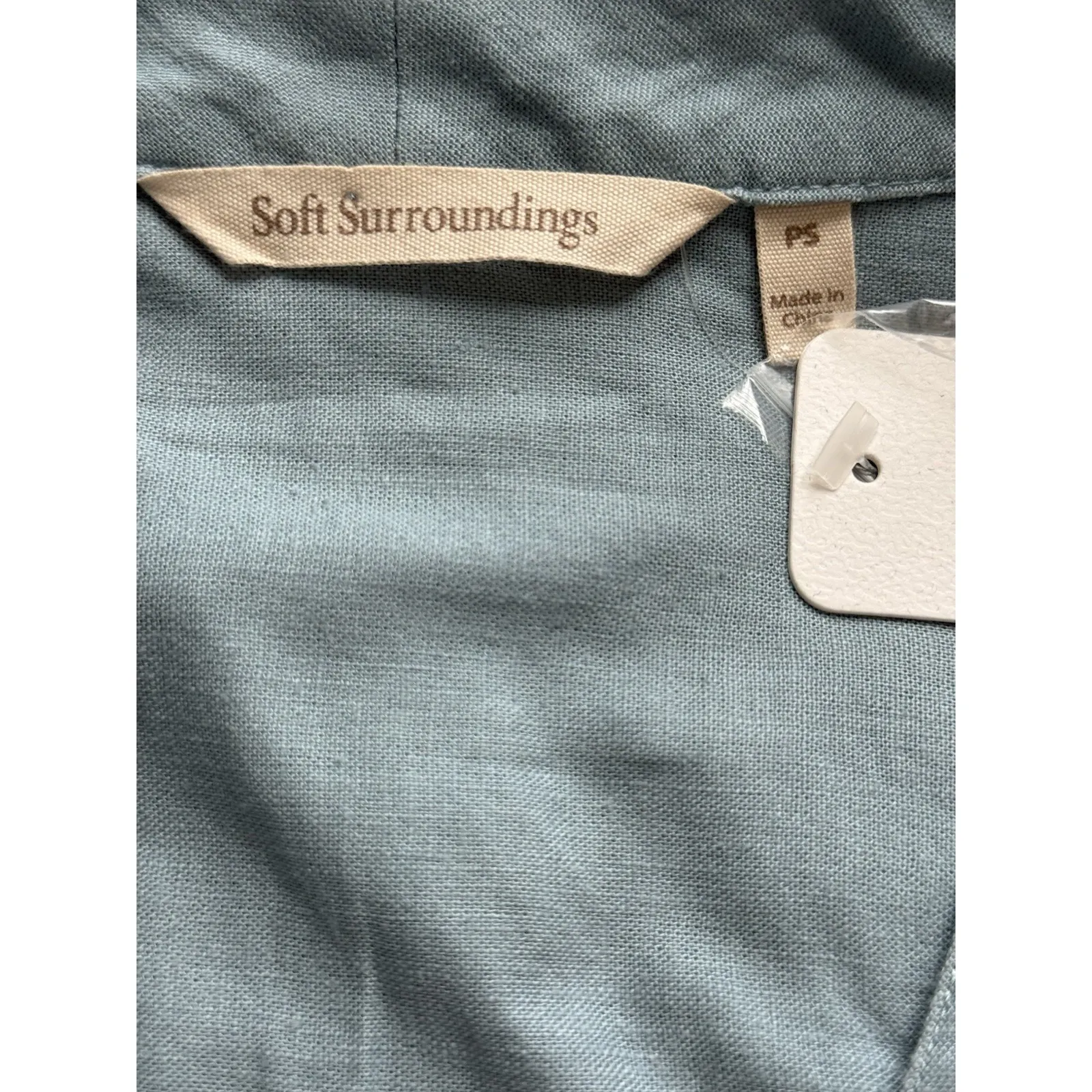 NWT Soft Surroundings Lillith Top Womens SP Small Petite Slate Blue Tunic Linen - Image 3