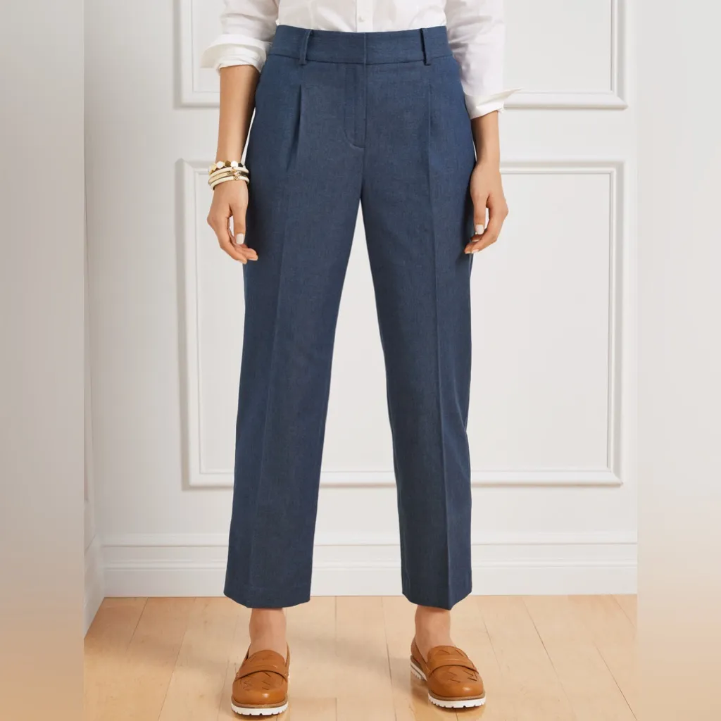 NWT Talbots Tailored Bristol Straight Leg Ankle Pants | Faux Denim | 12 - Image 2