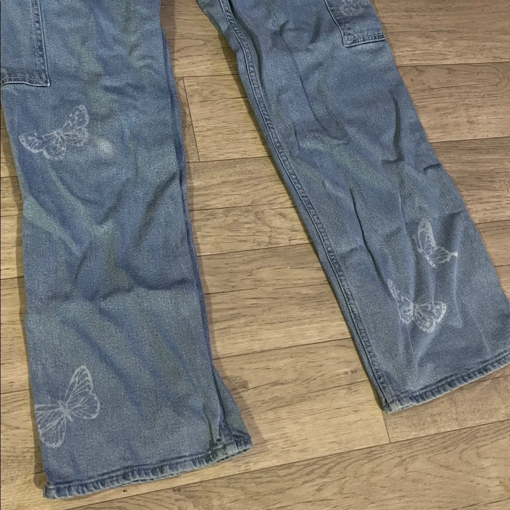 Hollister 10L Ultra High-Rise dad Jeans butterfly decor y2k vintage cargo - Image 2