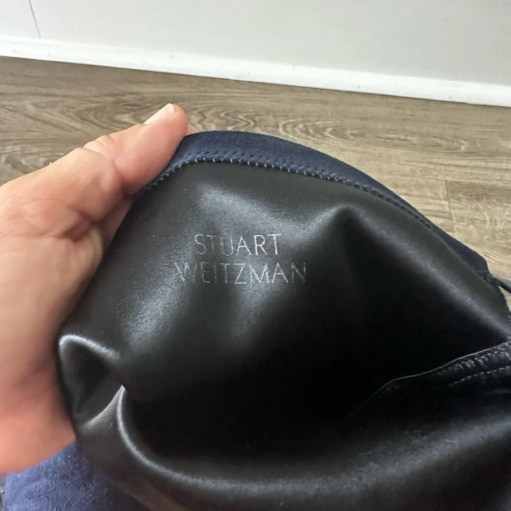 Stuart‎ Weitzman Lowland Navy Suede Over The Knee Boots 7.5 - Image 6