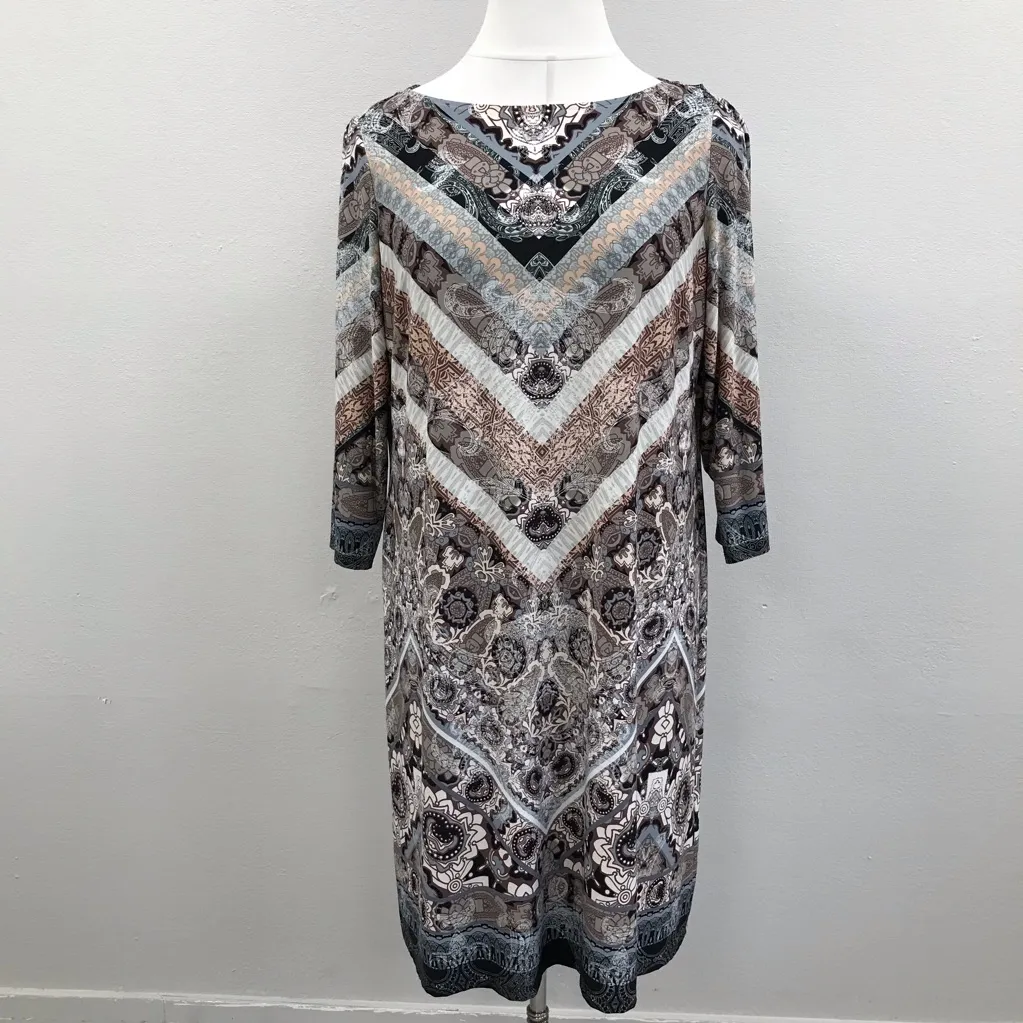 London Times Multicolor Chevron Patterned Dress - Size 20 - Image 2